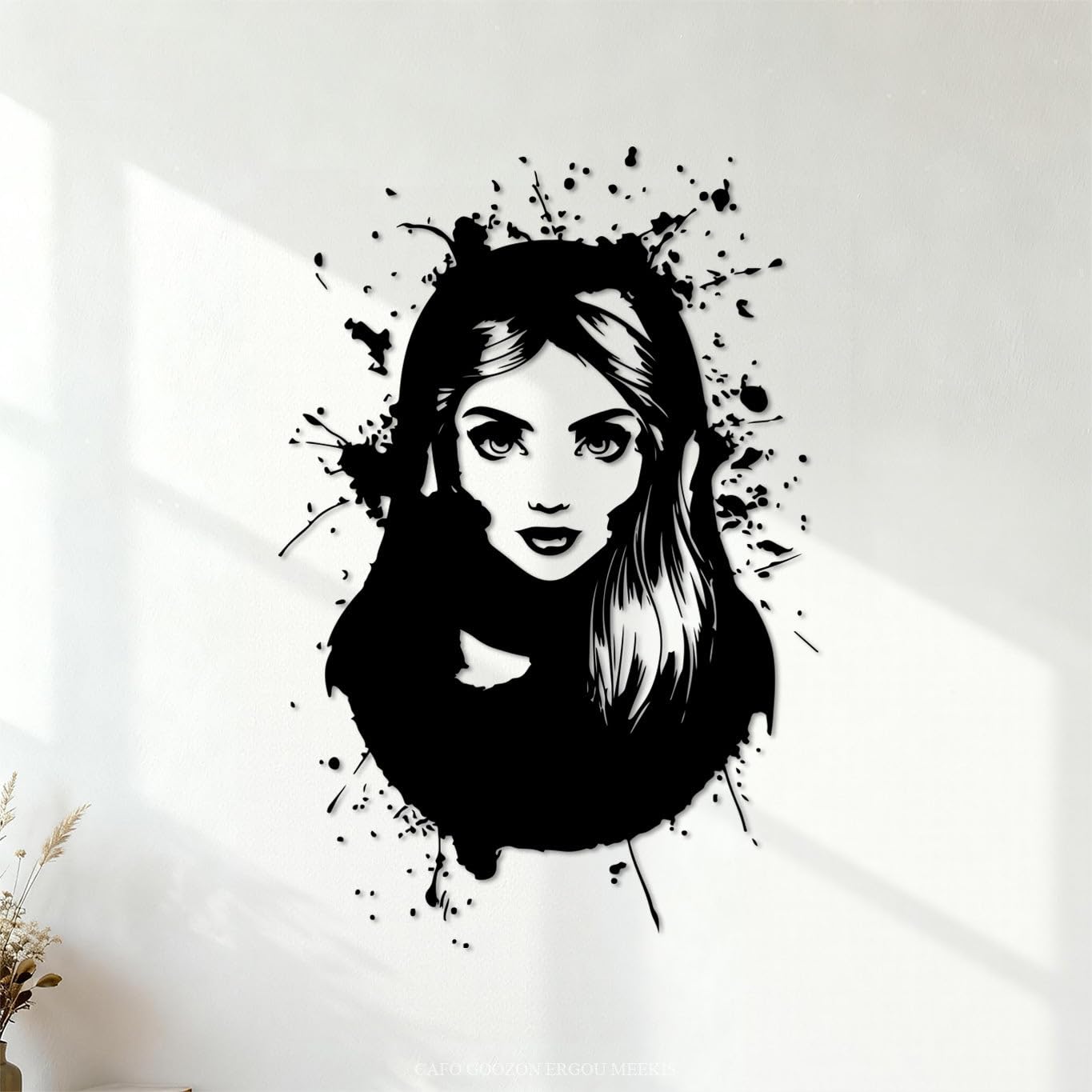Girl Art Wall Stickers Paster Paper 57.6x85.6cm Tattoo Culture Black