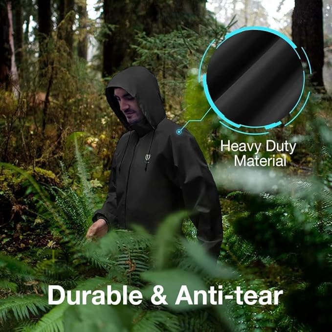 Image of Waterproof Raincoat for Men | Lightweight & Durable Rain Jacket with Hood | Windproof & Breathable | Travel-Friendly, Bike & Motorcycle Use