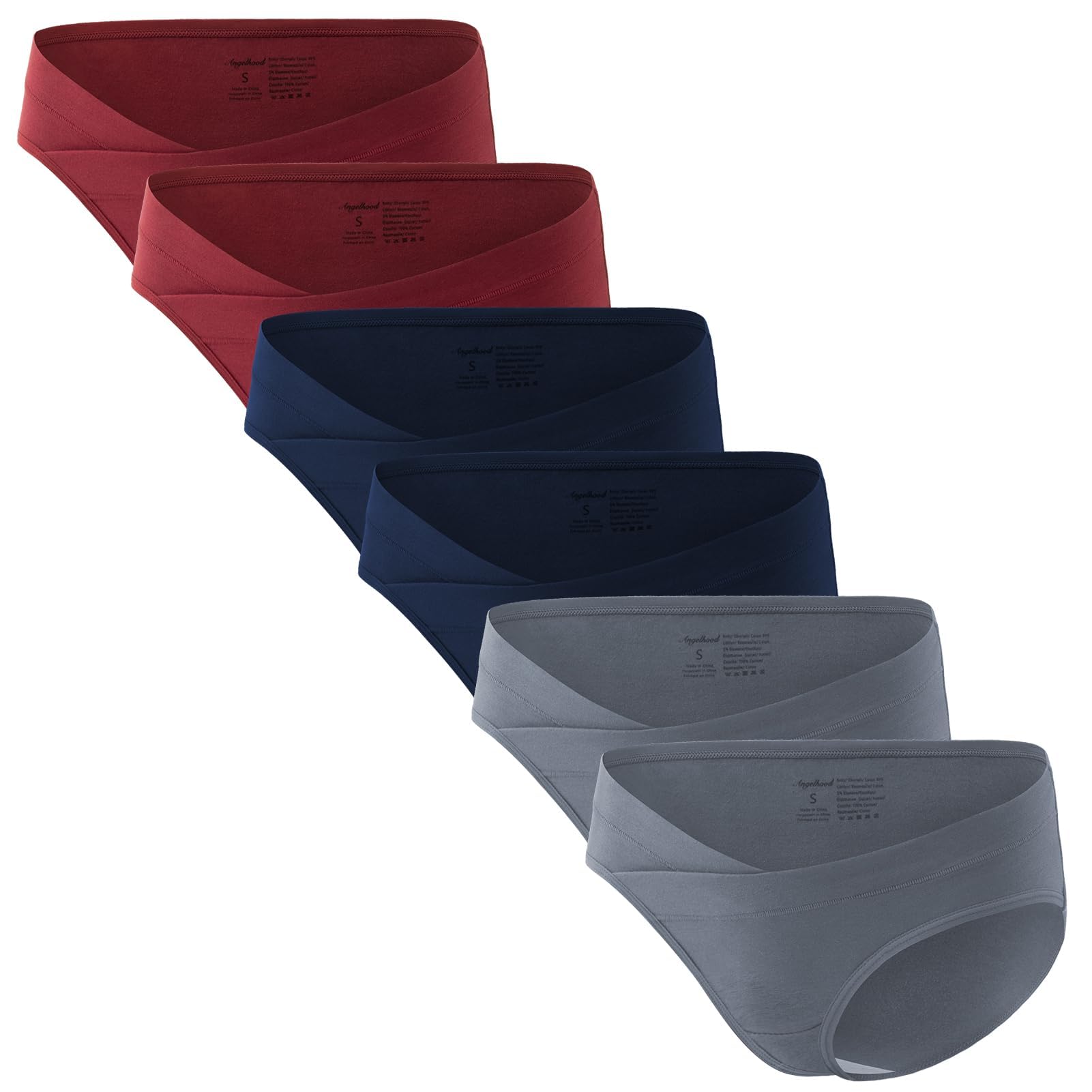 Angelhood 6 Pack Womens Cotton Maternity Underwear,Healthy Maternity Pregnancy Panties Postpartum Mother Under Bump Underwear