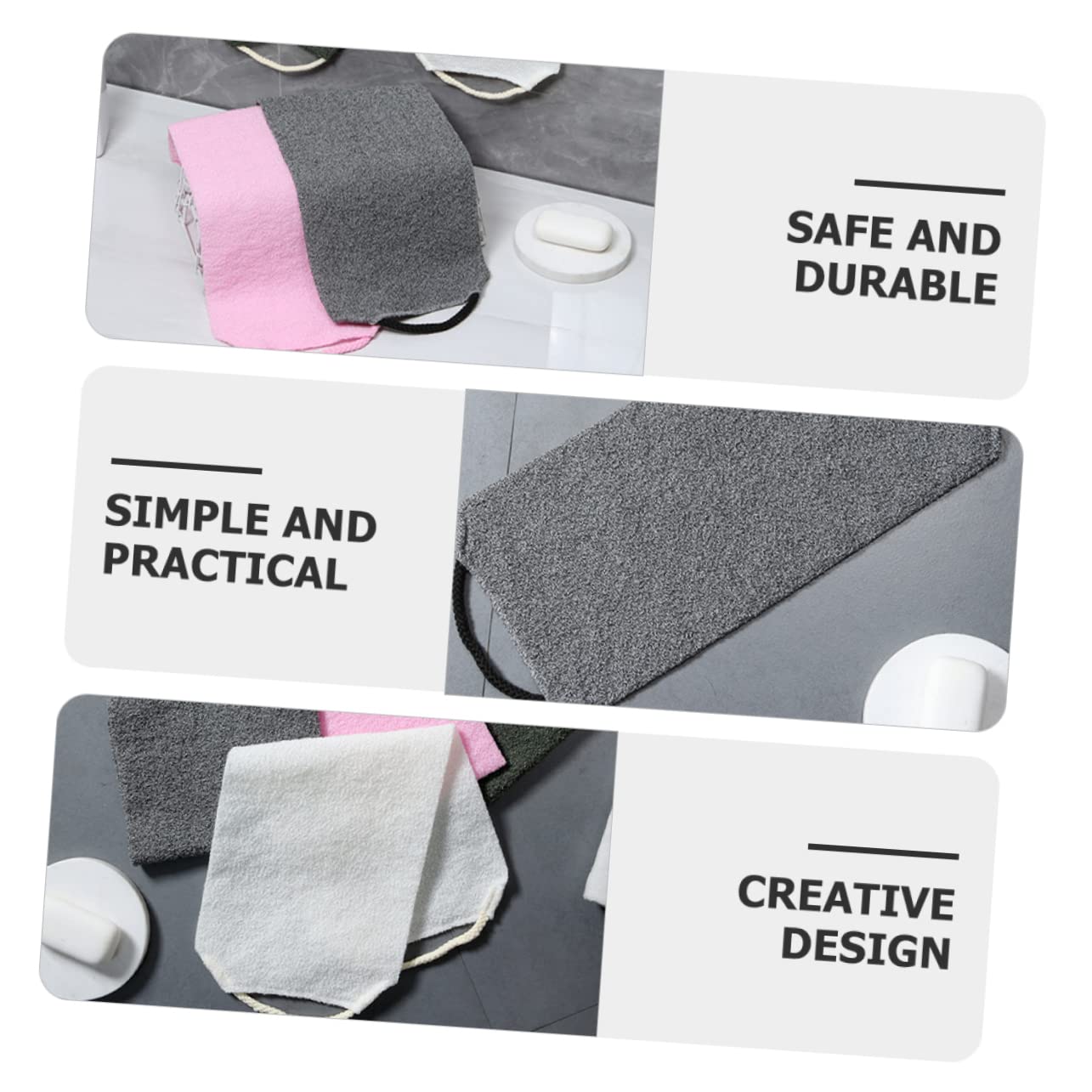 Ipetboom 9pezzi Asciugamani Scrub Per Corpo Teli Da Bagno Esfolianti Per Schiena Design Pratico Per Pulizia Profonda e Veloce Di Colori Roccia Latte
