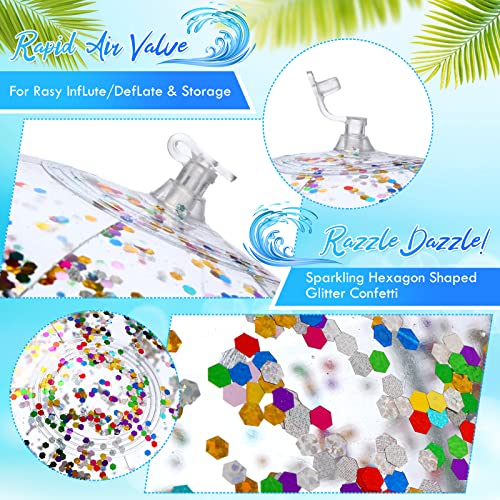 20 Pcs Inflatable Glitter Beach Ball 24 Inch 16 Inch Clear Beach Ball Blow Up Pool Balls Large Beach Ball Swimming Pool Water Beach Toys For Kids Adults Outdoor Summer Birthday Party Favors, 5 Colors #TOP2