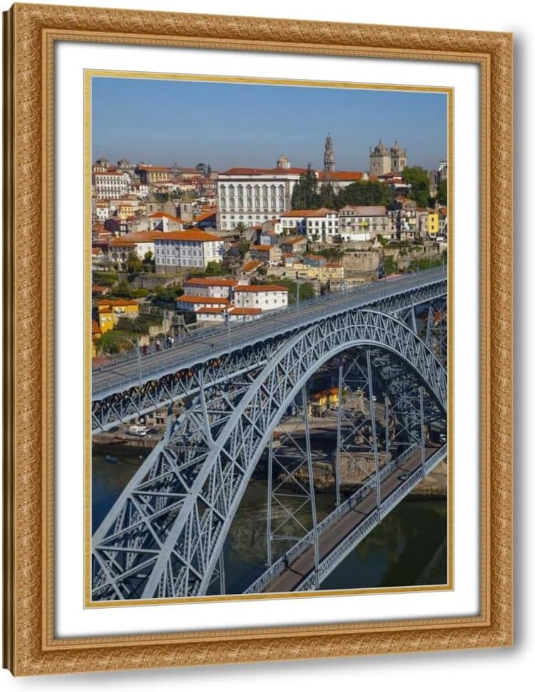 ArtDirect Portugal, Porto Dom Luis I Bridge and cityscape Custom Framed Art Print Giclee Print or Canvas Options with Various Sizes and Customization by Zuckerman, Jim