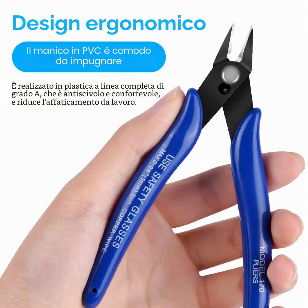 Ainiv Pinza da Taglio Diagonale, 1pz Pinze per Taglierine di Precisione, Pinza elettricista, Spellafili e Tagliafili, Multifunzionale Tronchesi a Filo per Artigianato Creazione Gioielli, Blu