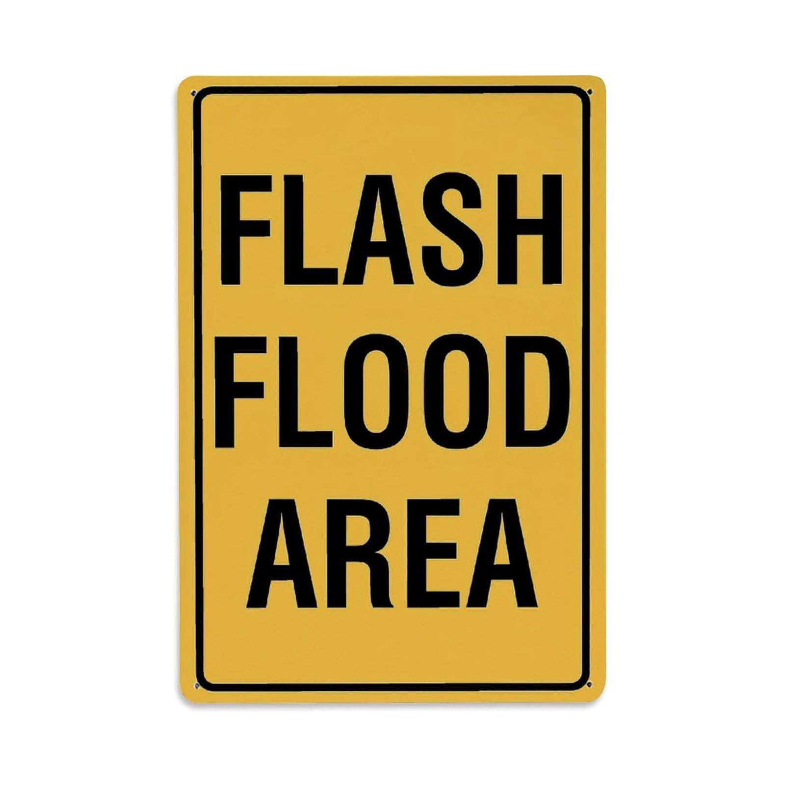 Jdfenggu Vintage Flash Flood Area Warning Sign Retro Metal Tin Sign, Metal Poster For Bar, Home, Man Cave, Kitchen, Laundry Room Art Decor 8X12 Inch