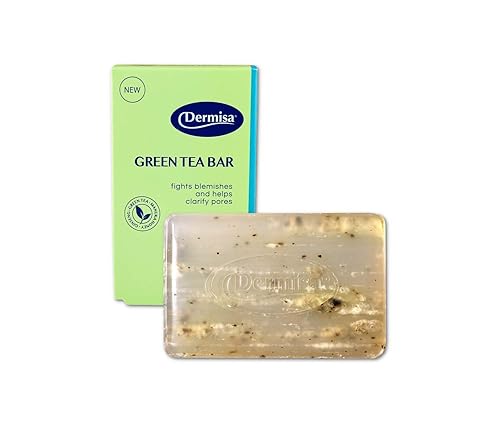Dermisa Barra de té verde  Limpieza y exfoliación suave de la piel  Contiene antioxidantes té verde, miel de manuka, ginseng  Sin parabenos, sin disponible en Yaxa Mexico