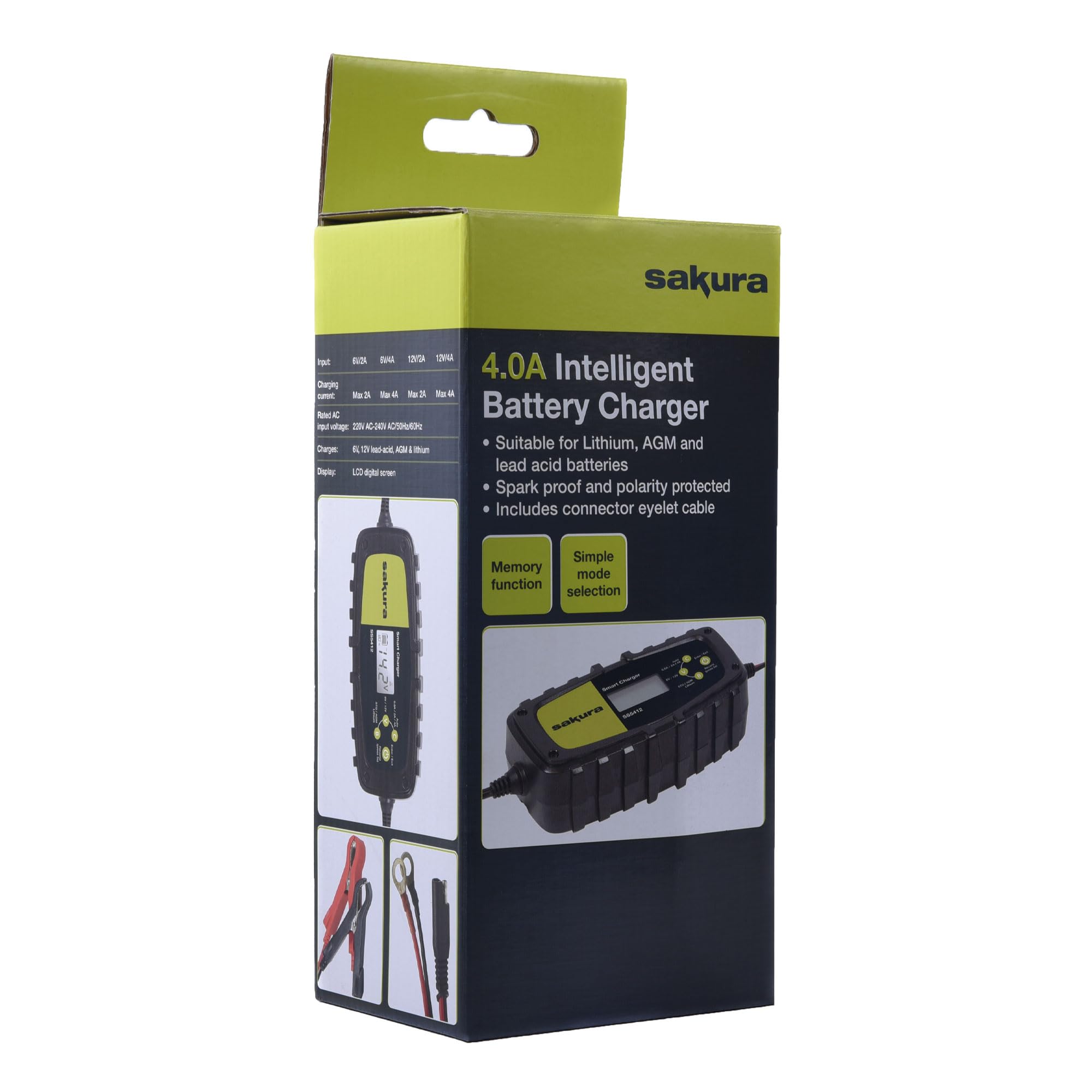 Sakura Intelligentes Batterieladegerät, 4,0 A, für Autos, Lieferwagen und andere Fahrzeuge