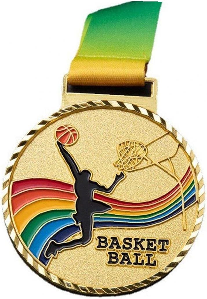 Amazon.co.jp バスケットボール 金賞 メダル 勝者 報酬 奨励 バッジ コンテスト 賞品 屋外 ゲーム おもちゃ リボン付き