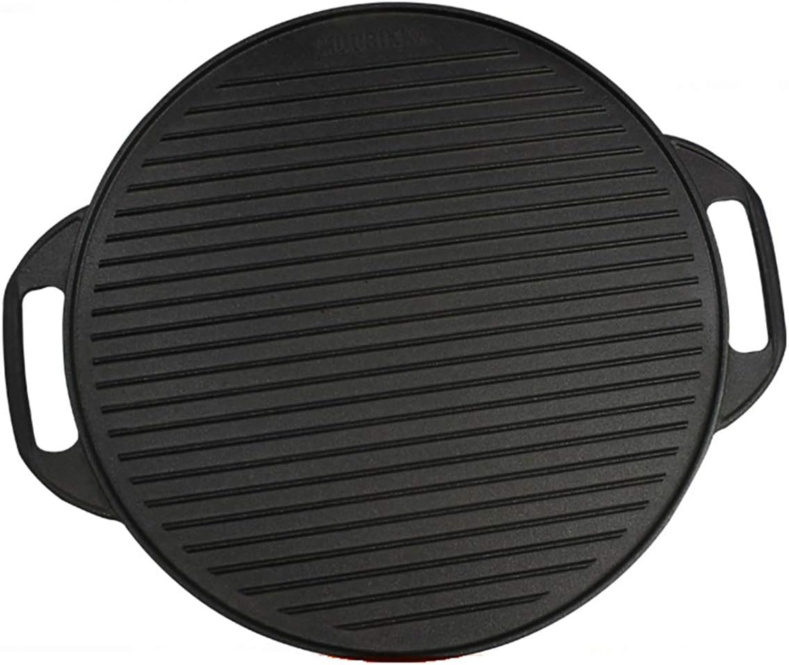 Cast Iron Double-Sided Baking Pan Grid Cast Iron Grill And Griddle Combo. Reversible 41CM Grill/Griddle Pan With Easy-Grip Handles