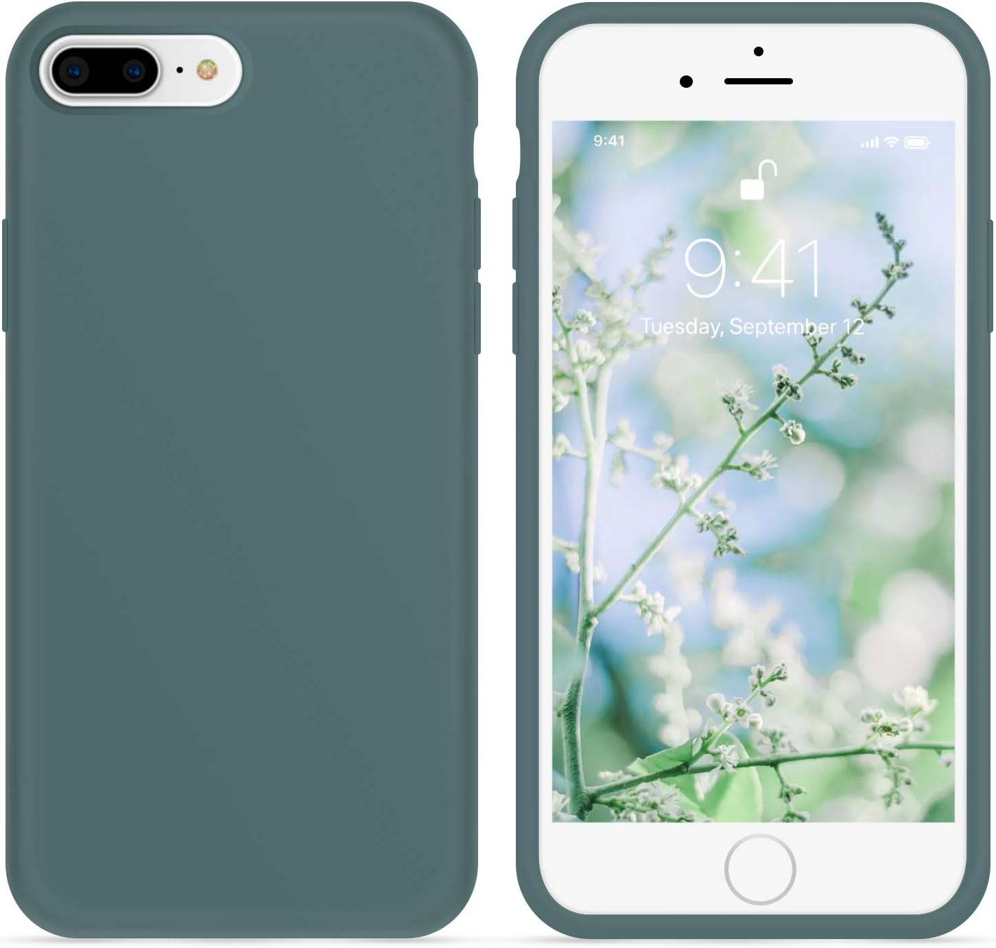 OTOFLY for iPhone 8 Plus Case,iPhone 7 Plus Case, [Silky and Soft Touch Series] Premium Soft Silicone Rubber Full-Body Protective Bumper Case Compatible with iPhone 7/8 Plus Green