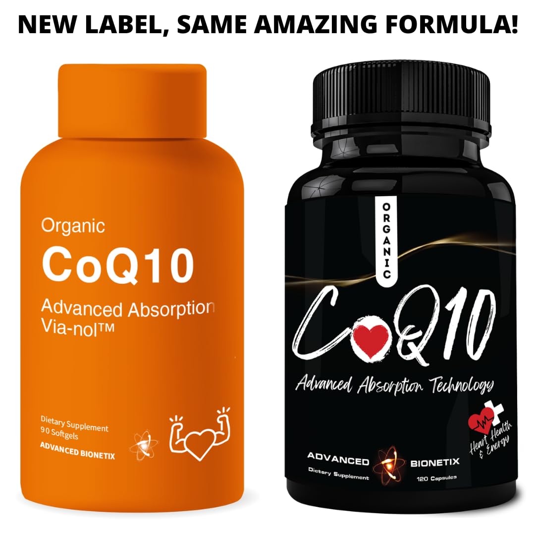 Advanced Bionetix Advanced Absorption 200mg CoQ10 w/Black Pepper Extract. 90 Softgels. Antioxidant Supplement, Heart & Vascular Health, Brain Health, Organic, Gluten Free, Energy Production — Amazon image 5