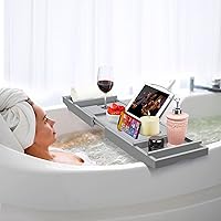 Vista 4 de Bandeja de bambú para bañera (no plegable, gris)
