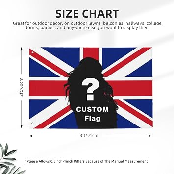 Custom Flag with Your Photo/Logo/Text, Personalized 3x2ft / 5x3ft / 6x4ft / 8x5ft, Personalised British Flag Design for Dorms, Bedrooms, Clubs, Concerts, Bars, Living Room