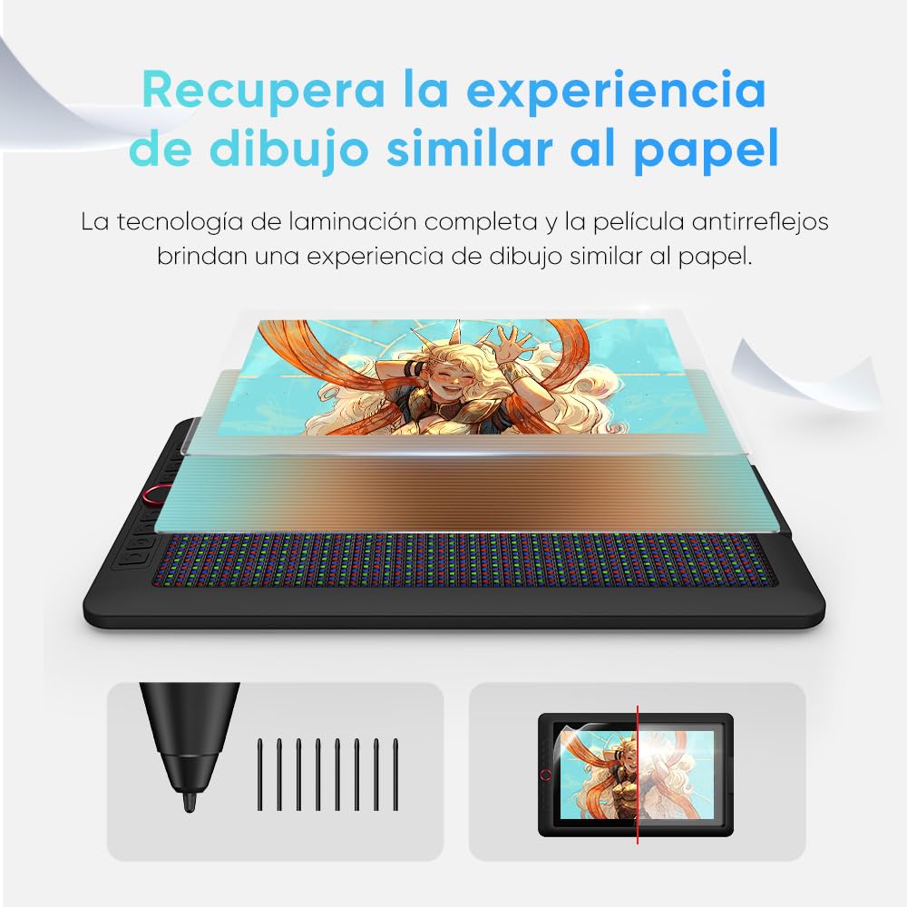 XPPen Artist 13.3 Pro V2 Tableta Gráfica con Pantalla con X3 Pro Chip Inteligente 16K Niveles de Presión, Tableta Gráfica Dibujo Digital con 8 Teclas y 1 Dial, Pantalla 99% sRGB Completamente Laminada