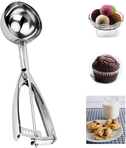 Cuchara para galletas de acero inoxidable 188 para hornear - Tamaño grande - Cuchara para masa de galletas duradera - 4 cucharas