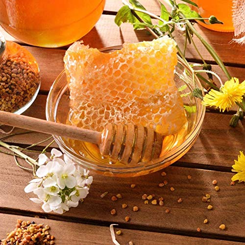 Iceyli 4 Pcs (6.3 Inches) Wooden Honey Mixing Stirrer Honey Dipper Sticks Honey Comb Stick Honey Spoon Collecting Dispensing Drizzling Jam #TOP5