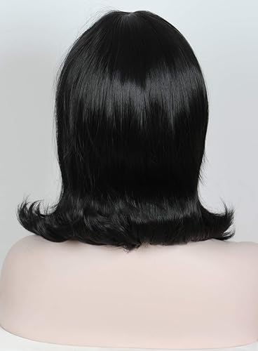 Miniatura 2 de Linfairy Peluca corta negra para Halloween, cosplay, disfraz para mujer (peluca abatible)