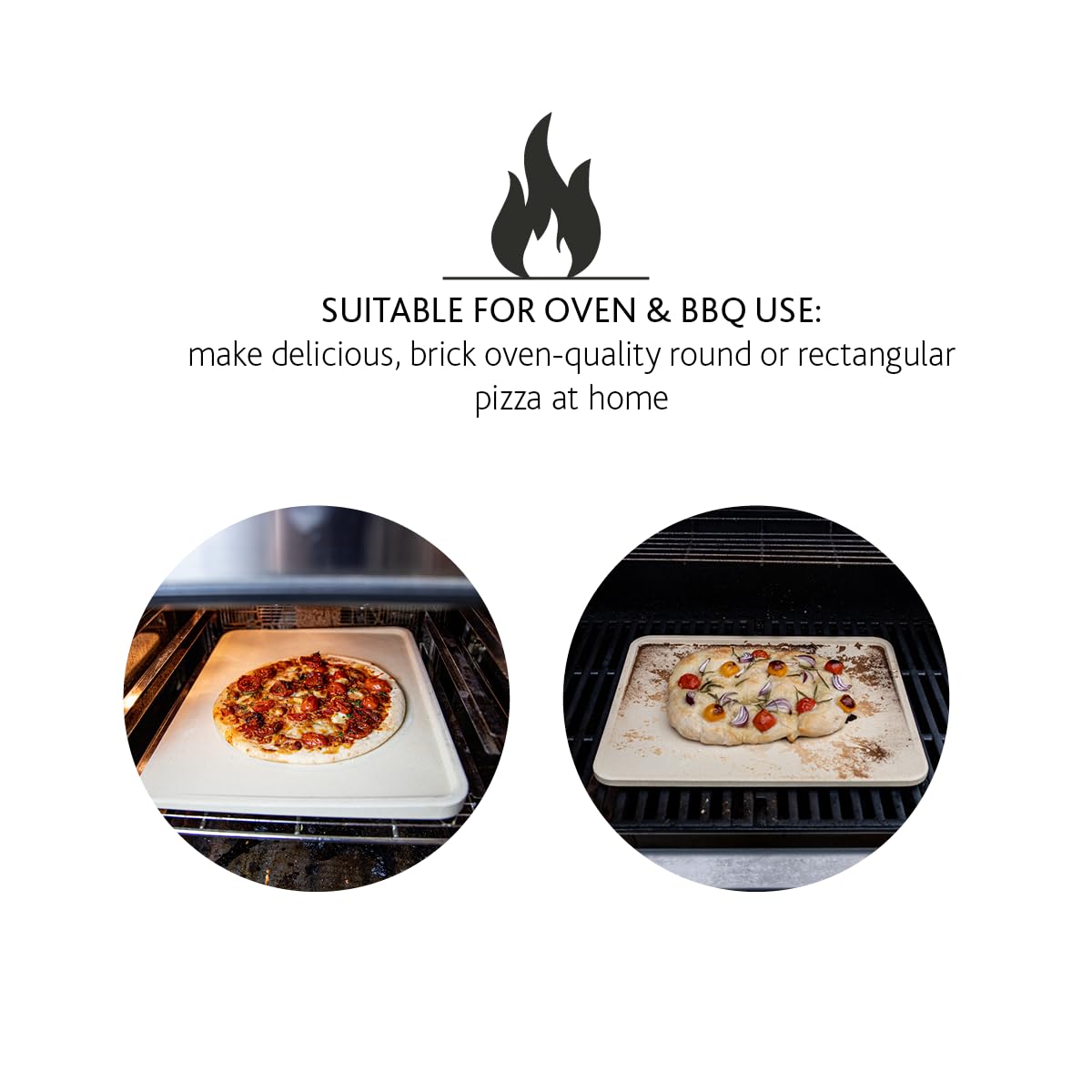 Boska Pietra Pizza Deluxe Rettangola/Per il forno/Pizze con la qualità di quelle fatte nel forno di mattoni/Bordo rialzato lussuoso/Cordierite / 32x40 cm