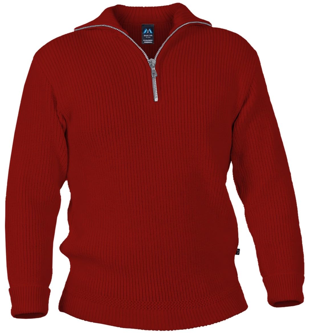 Pull marin col camionneur rouge en laine zippé taille 46 - 8