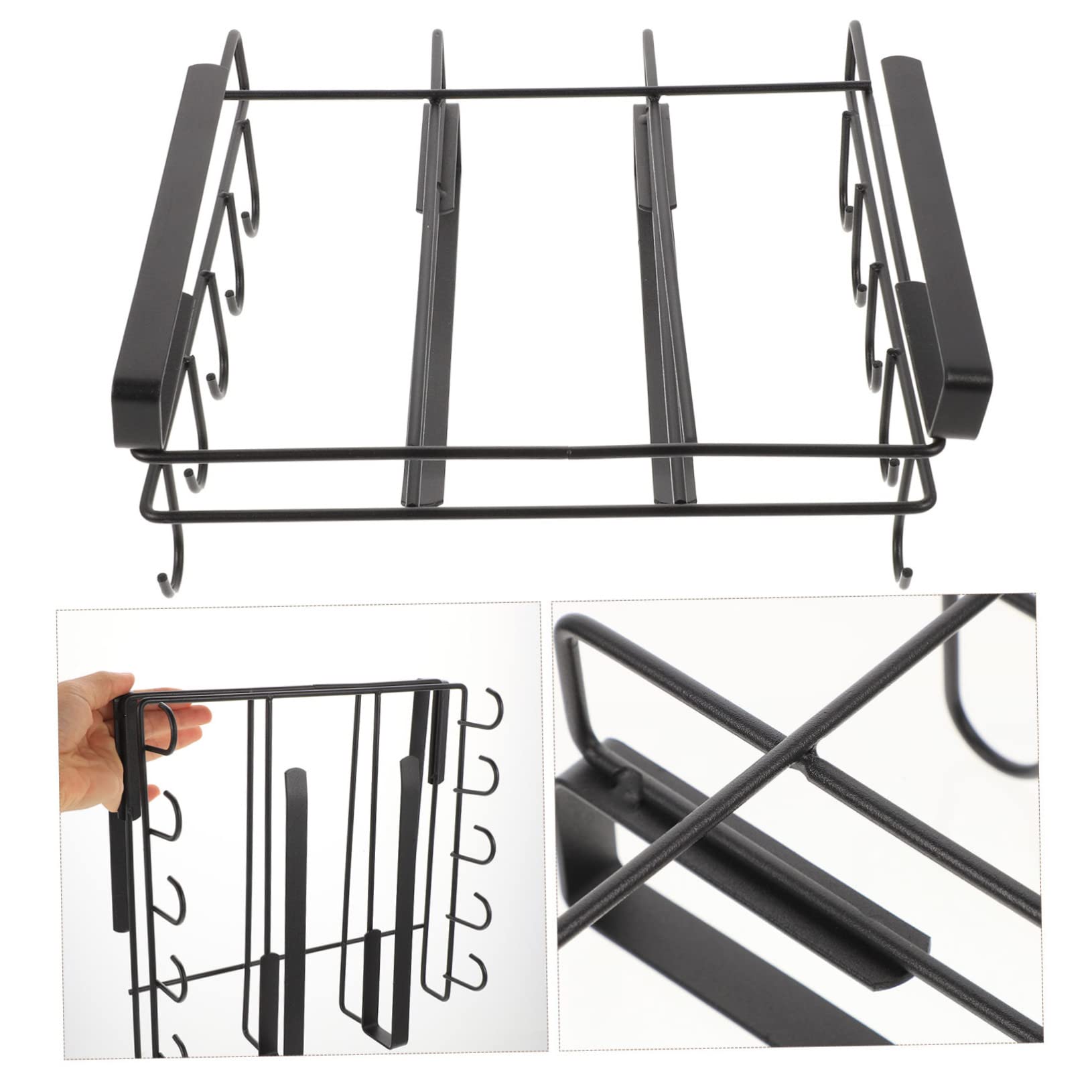 Scaffale Porta Coperchi Pentole e Taglieri da Cucina in Acciaio al Carbonio Nero Design Semplice e Finitura per Organizzare Sottolavello