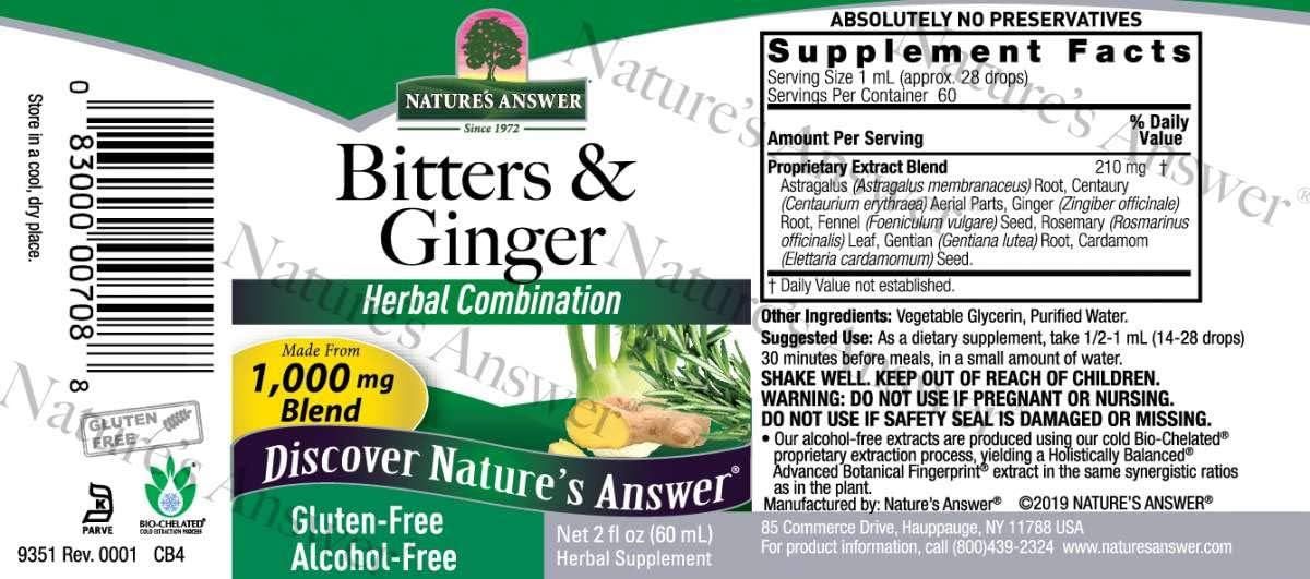 Nature's Answer Alcohol Free Bitters & Ginger 2 Fluid Ounces | Supports Digestion | Supports Stomach Function : Health & Household