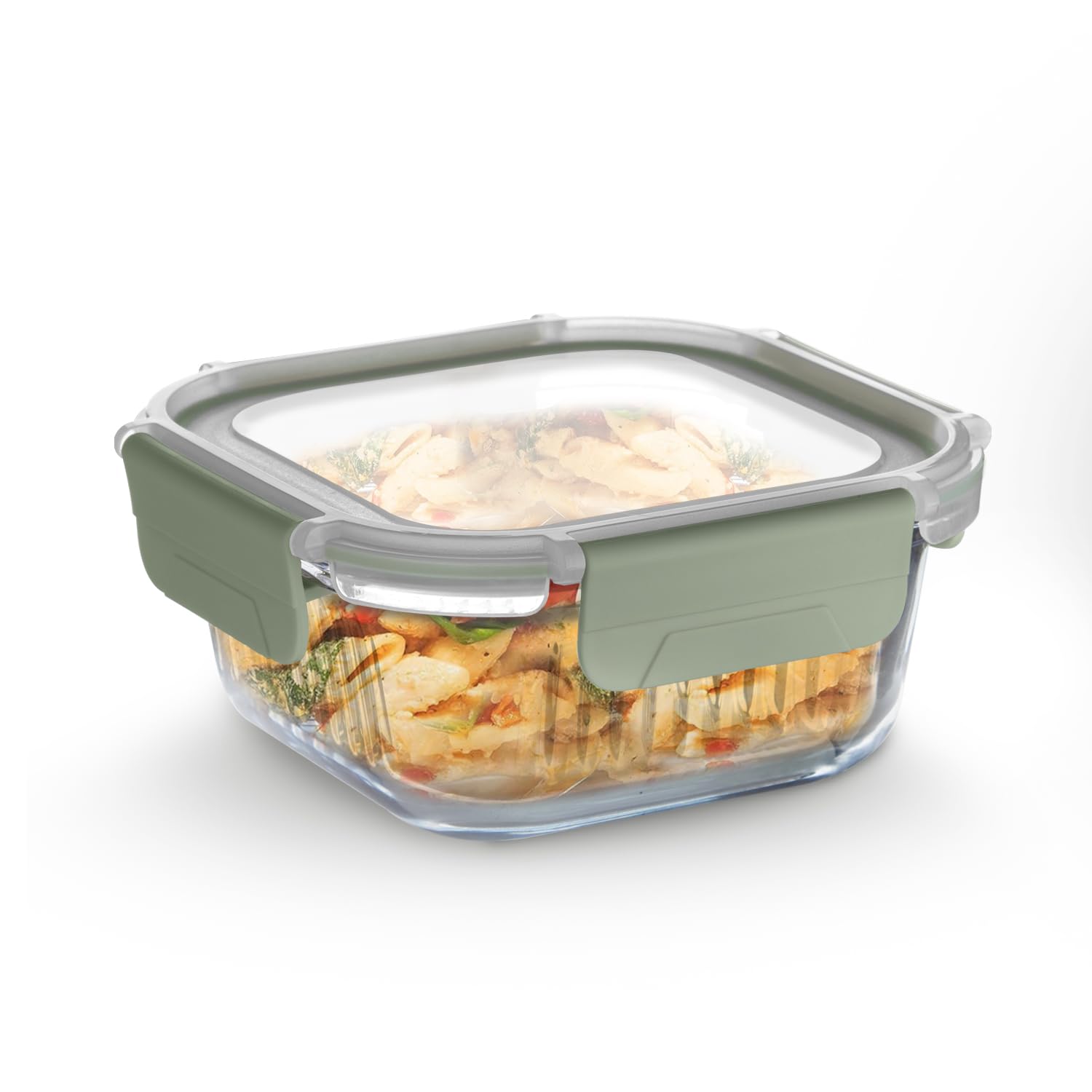 BERGNER Smart Lock Borosilicate Square 800ml Food Container for Kitchen/Tiffin, Air-Tight Lid with Locking Tabs, Space Saving, Stackable, Microwave and Oven Safe, Food Safe, Dishwasher Safe - Green (B0D8KSB8F8) Amazon Price History, Amazon Price Tracker