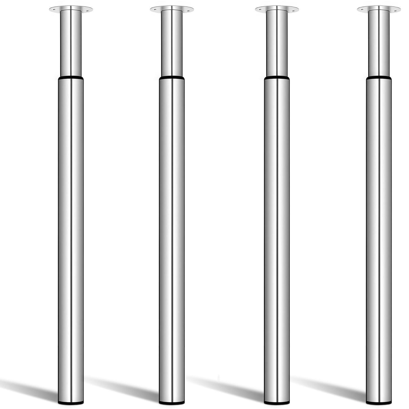 Adjustable Metal Table Leg, Desk Legs 28-43 inch, 4 Pcs Folding Office Table Legs Kitchen Furniture Worktop Support Legs Polished Chrome