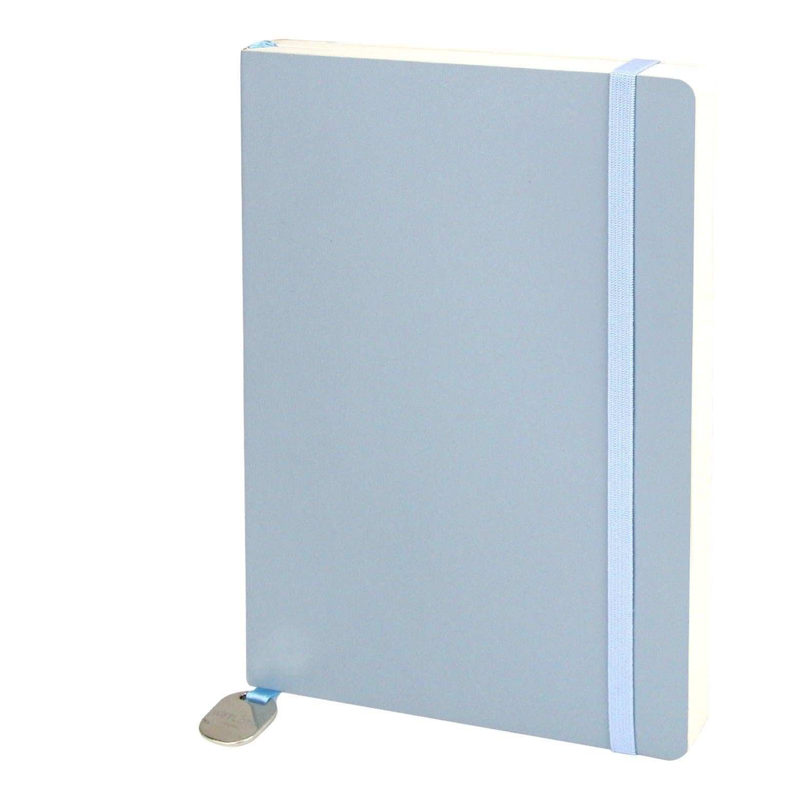 WETLOTE A5 Notebook, Blank οΌSoftcover PU Leather with Sheepskin Feel, 212 Pages 80g Paper, Notebook with Elastic Band & Pocket for Office, School & University β Light Blue