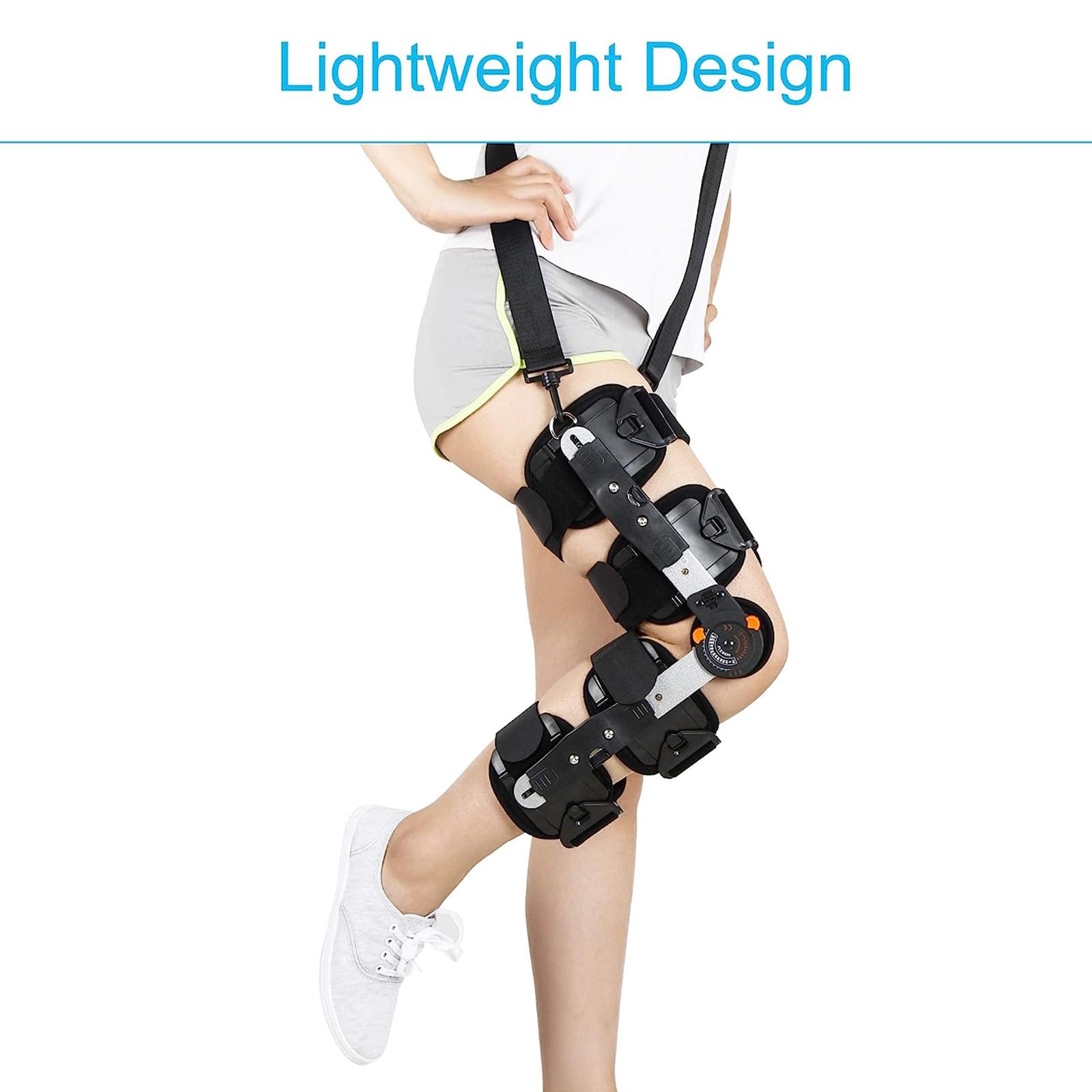 Soporte de rodilla con bisagras, inmovilizador de recuperación de soporte de rodilla ajustable, correas cruzadas ajustables que ayudan a estabilizar la rodilla, para artritis/ACL/desgarro de menisco