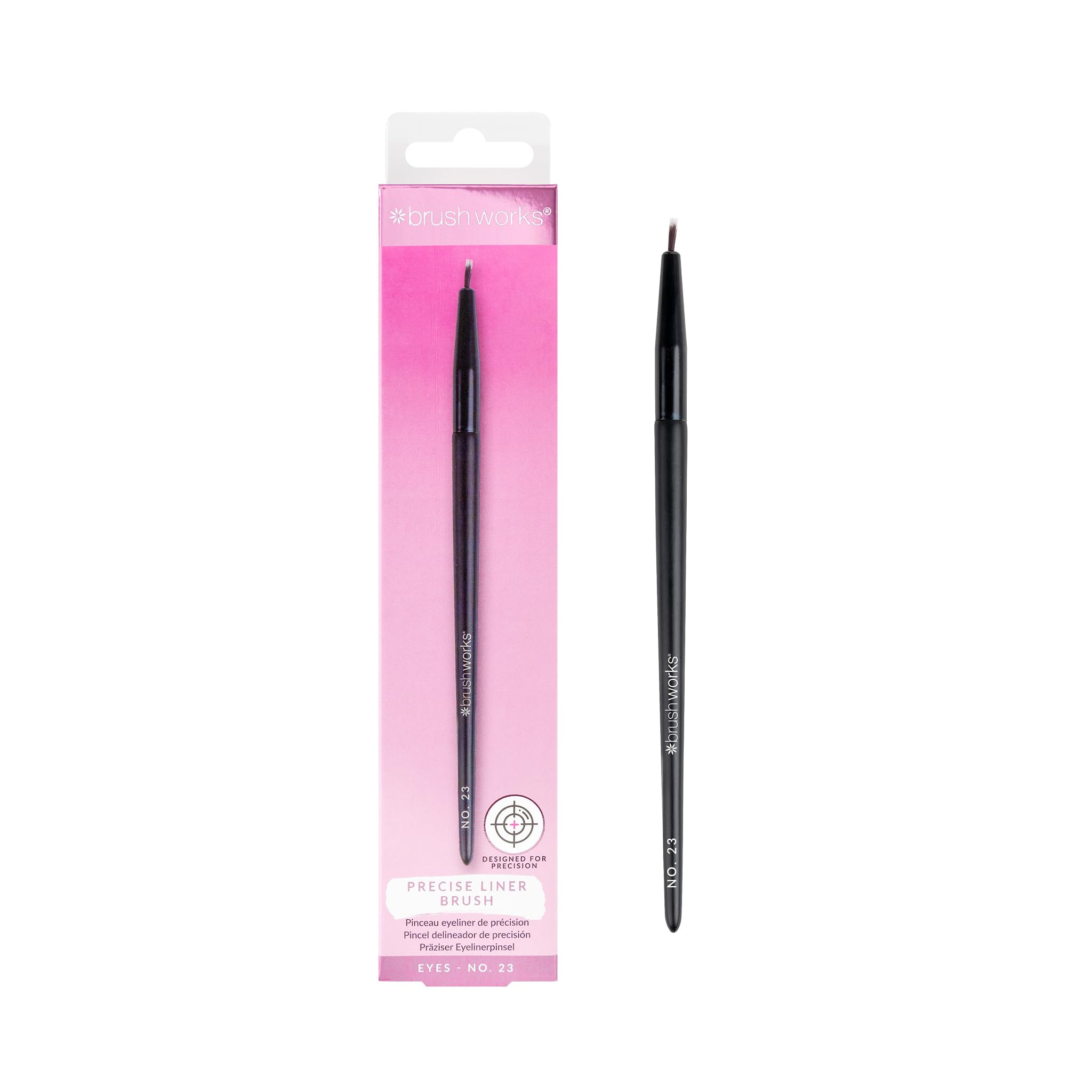 Brushworks No.23 Precise Liner Brush – Fine Eyeliner Brush for Winged & Cat Eye Looks, Suitable for Gel, Liquid & Powder, Vegan & Cruelty-Free