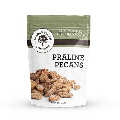Hudson Pecan - Nueces praliné Delicia gourmet en cada bocado Paquete resellable de 8 onzas para frescura Dulzura sureña irresistible Perfecto