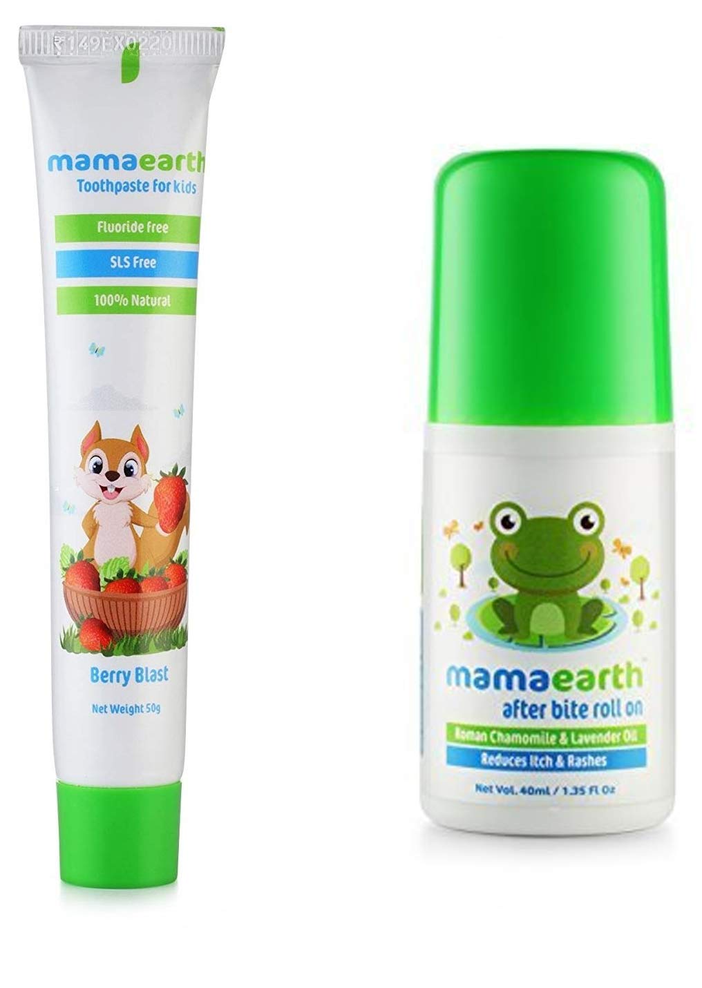 Mamaearth 100 Percent Natural Berry Blast Kids Toothpaste, 50gand After