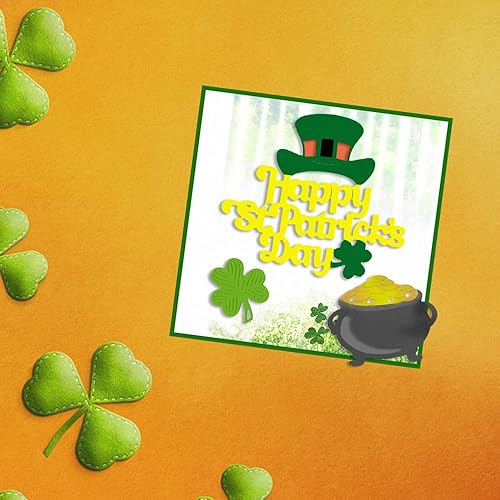 Miniatura 5 de Troqueles de corte del día de San Patricio para hacer tarjetas, palabras del día de San Patricio troqueladas trébol irlandés plantilla de plantilla