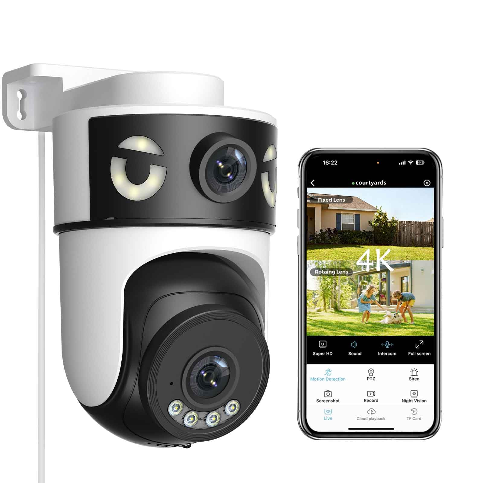 ANBIUX 2.4G Camara de Seguridad Exterior con Lente Doble