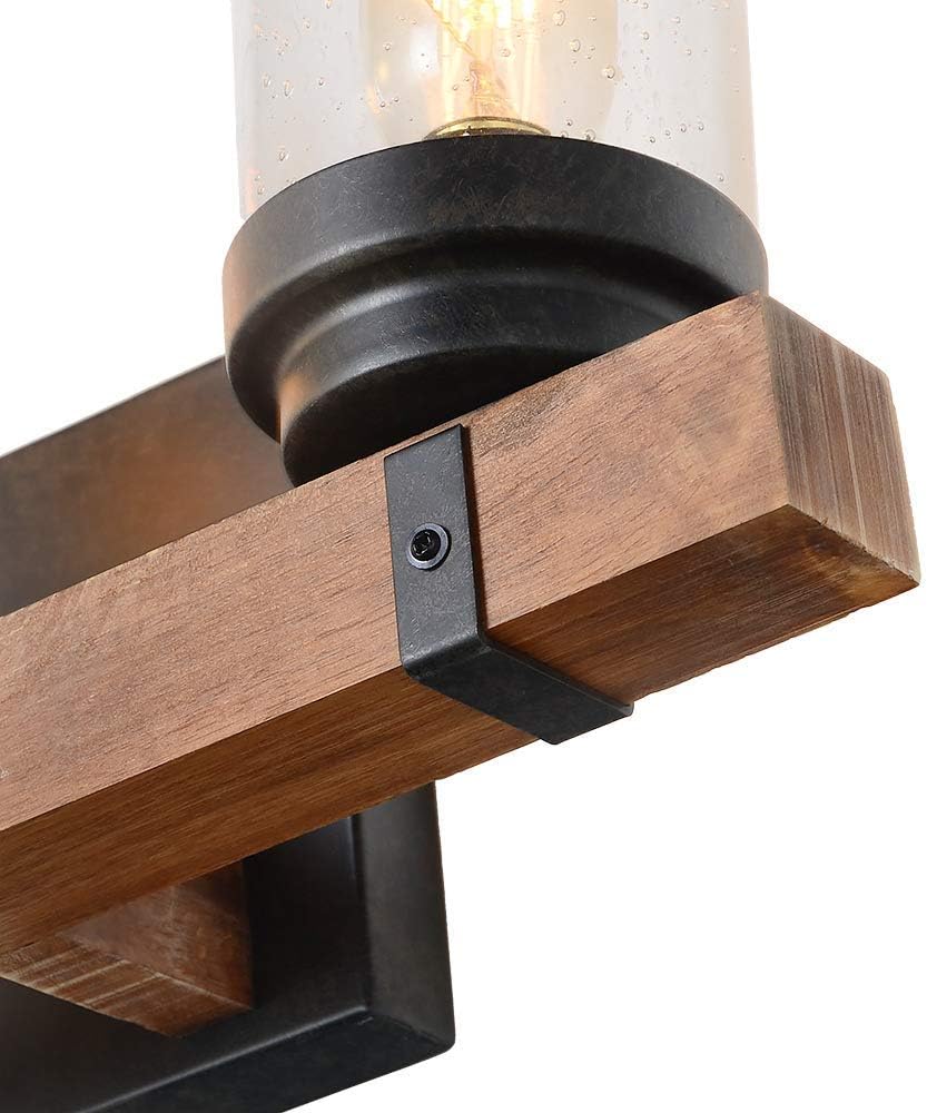 🛒 Crаzу Dеаlѕ Anmytek Wood Metal Wall Mount Sconce Lighting 4-Lights Vintage Bathroom Vanity Light Over Mirror for Bedroom,Kitchen,Living Room,Hallway with Bubble Glass Shade (W0034)