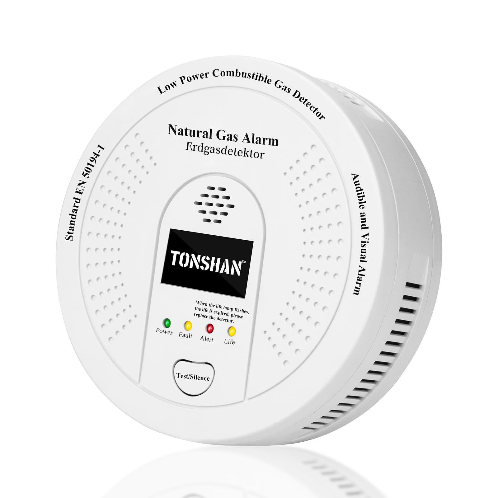 Gasmelder Erdgasdetektor CH4/Propan/Methan 100% Batteriebetrieben - Kombinierter Gasalarm mit Optischem & Akustischem Alarm - Gassensor für Sicherheit in Haushalt (Batterie enthalten)
