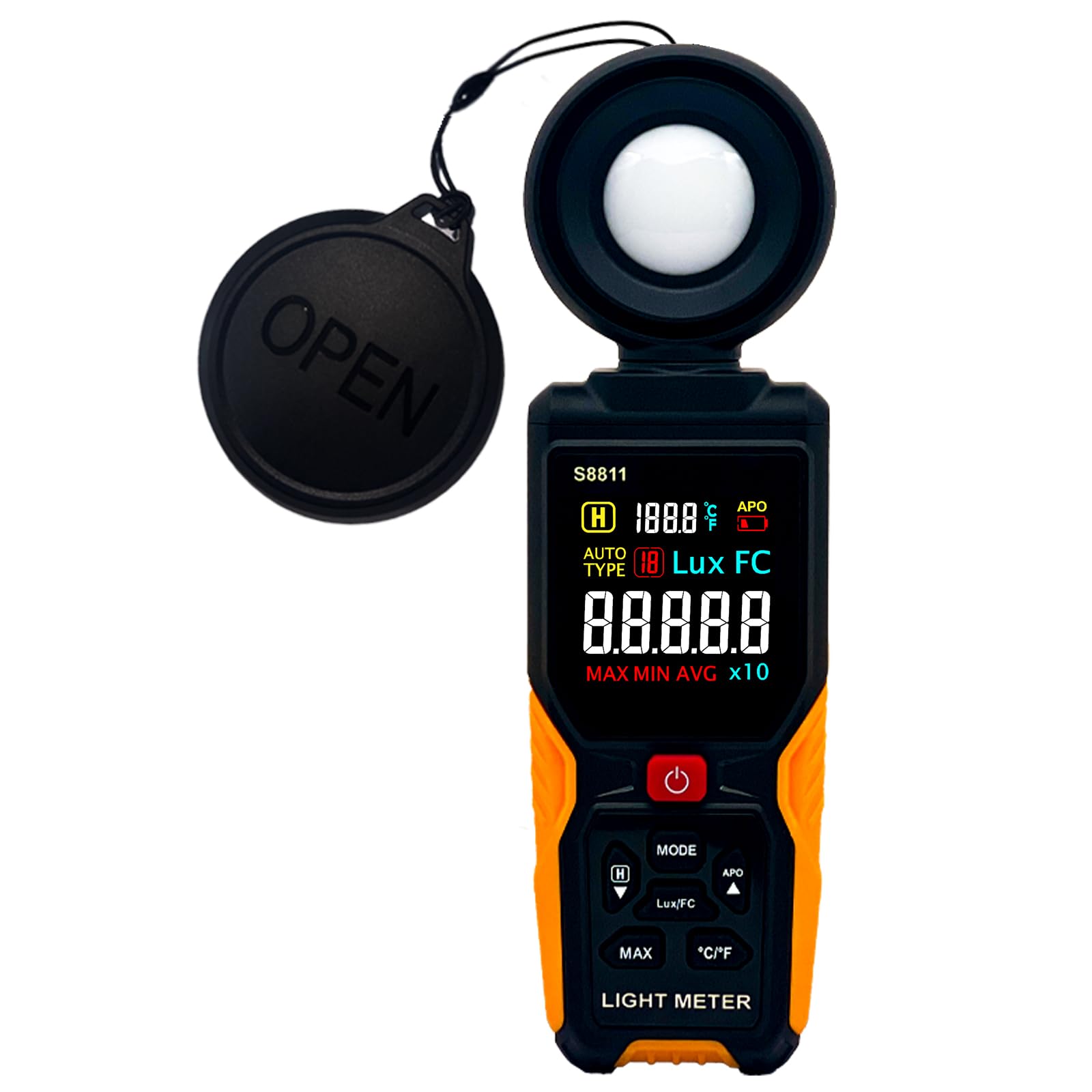 Digital Illuminance Meter Light Meter 200,000Lux Meter/18,500FC,Luxmeter for Photography Grow Plants Led Photometer Lighting Intensity Brightness