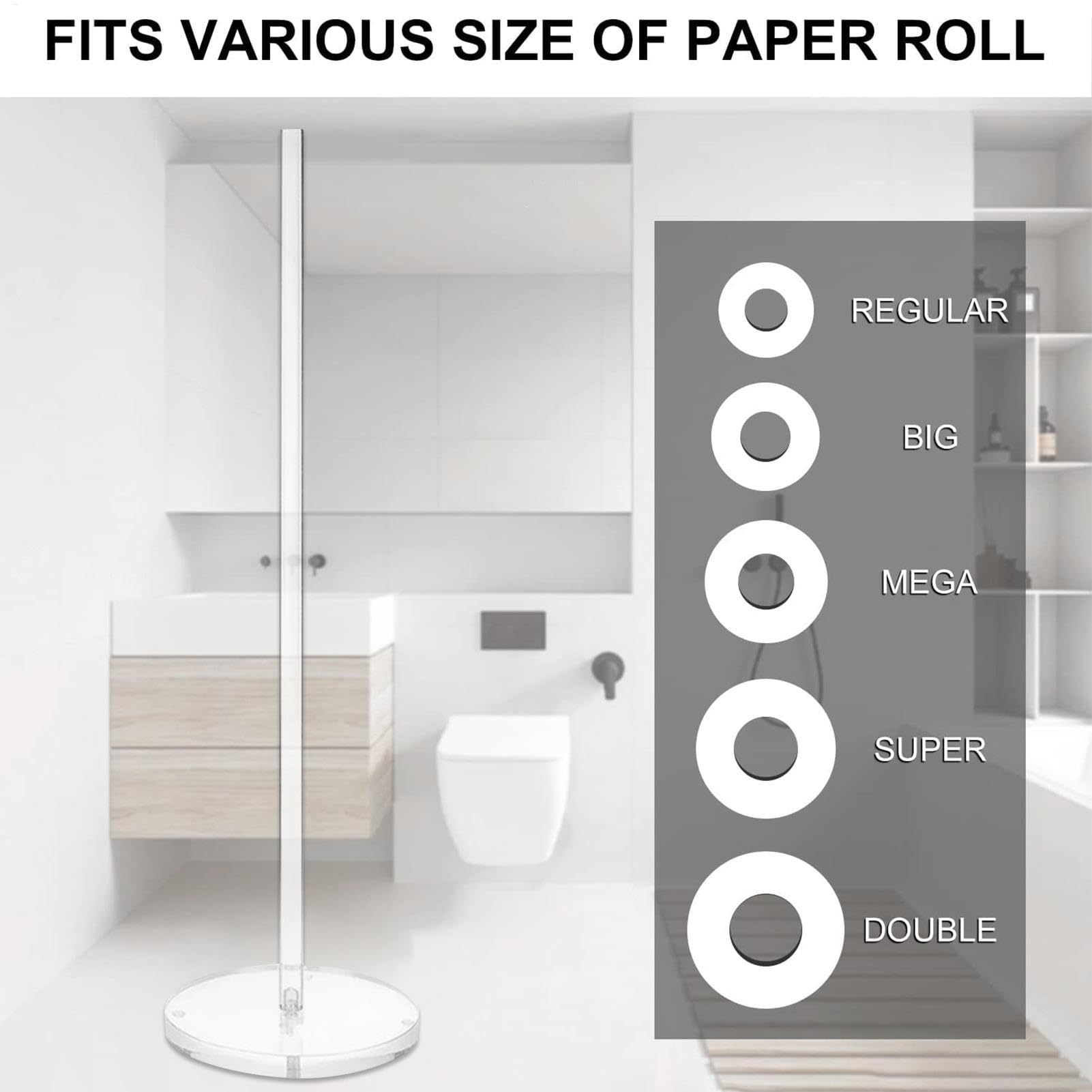 Toilettenpapierhalter Ständer - Toilettenpapierhalter freistehend | Toilettenpapierständer, transparenter Acryl Papier Handtuchhalter, Toilettenpapier Rollen Ständer Organizer Arbeitsplatte für