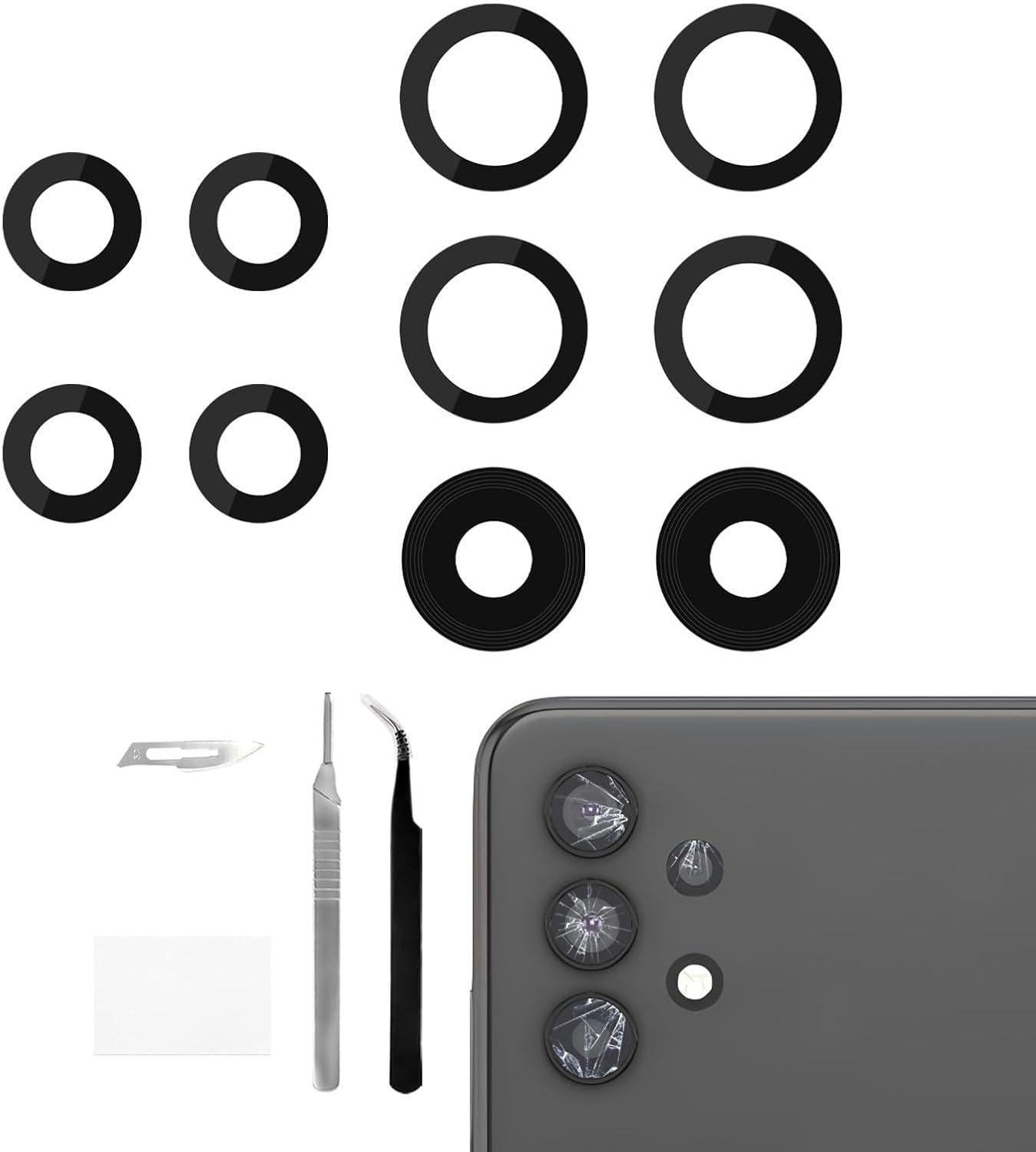 2 Pack for Samsung Galaxy A32 Rear Camera Lens Replacement