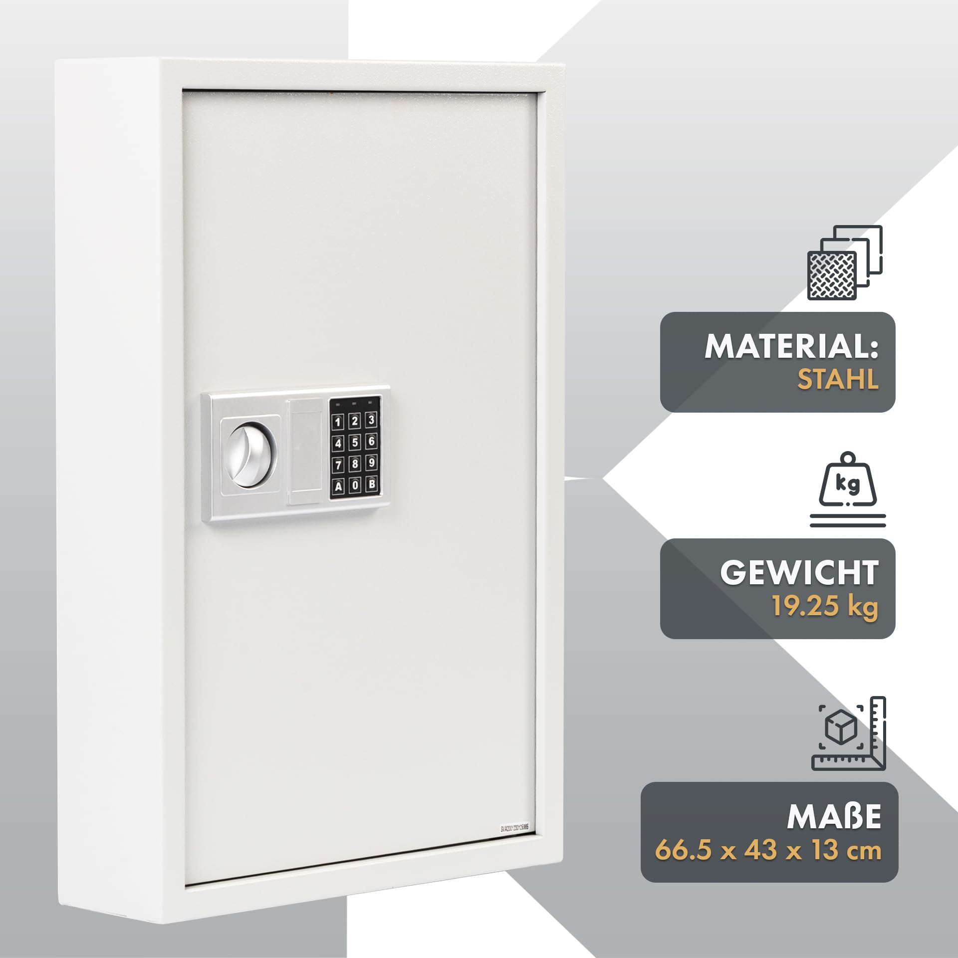 casa pura | Armoire à clés avec serrure électronique | Boîte à clés à code | Armoire de sécurité pour un usage partagé | Étanche pour une utilisation à l'extérieur et à l'intérieur | Blanc, 133 Clés