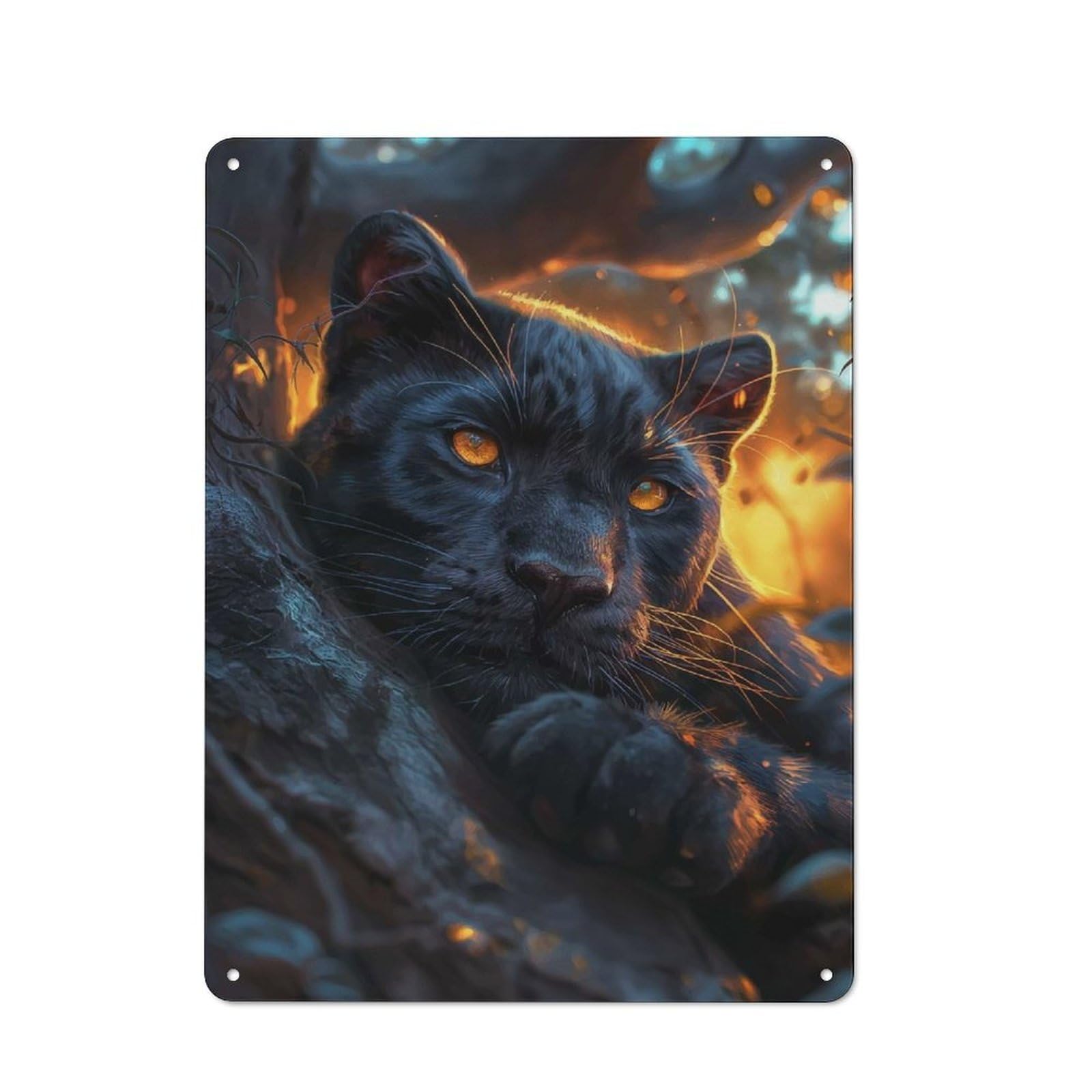 Junmoney Black Panther Dark Industrial-Style Tin Sign 40X30cm For Garage Or Workshop, For Garage, Workshop And Man Cave Decoration