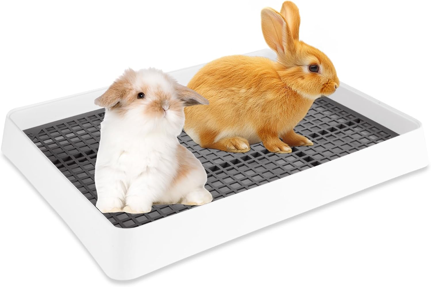 15x12x3 Inch Rabbit Litter Box with Toilet Tray, Medium Bunny Litter Box for Rabbit, Guinea Pig Litter Boxes with Grid 15x12x3 Small Animal Potty for Rats, Cat, Small and Medium Animals