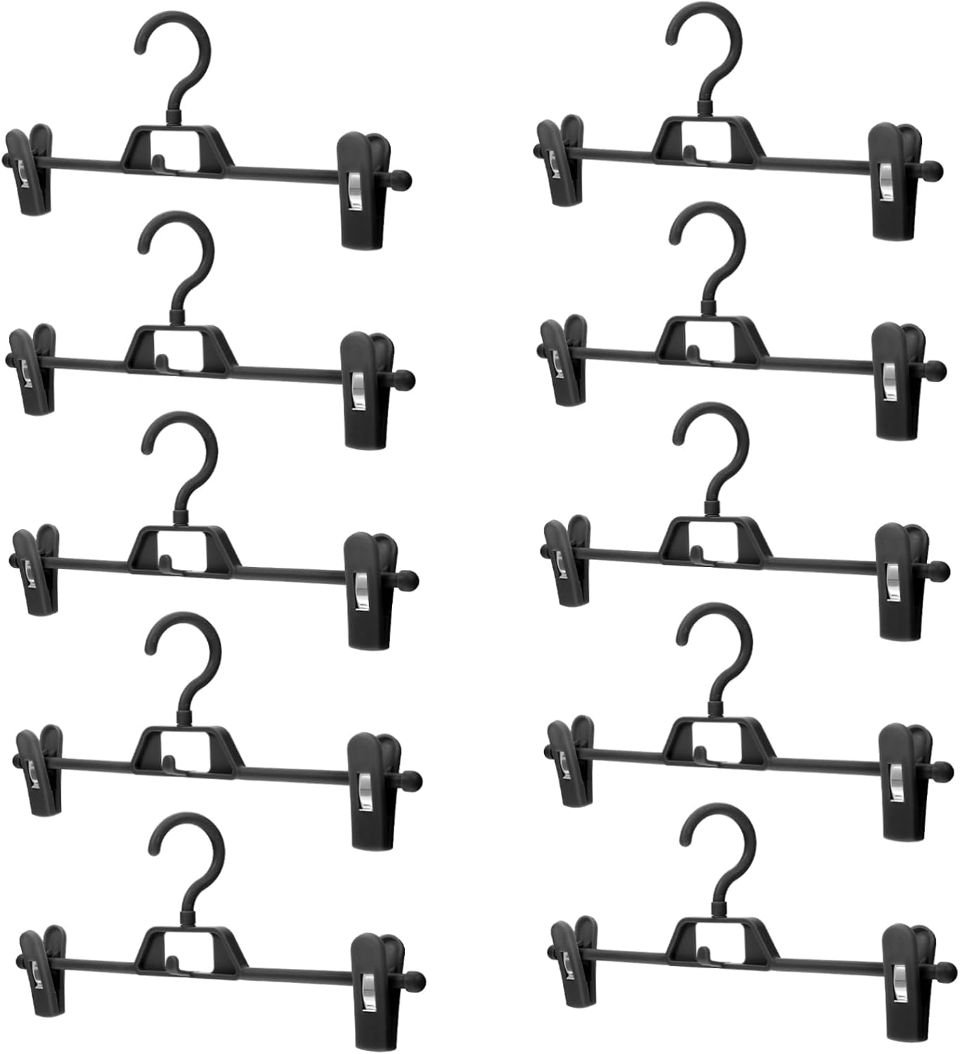 10pcs Adjustable Non-Slip Pants Hanger Set Sturdy Plastic Clothes Drying Rack for Indoor/Outdoor Use for Home Organization and Travel