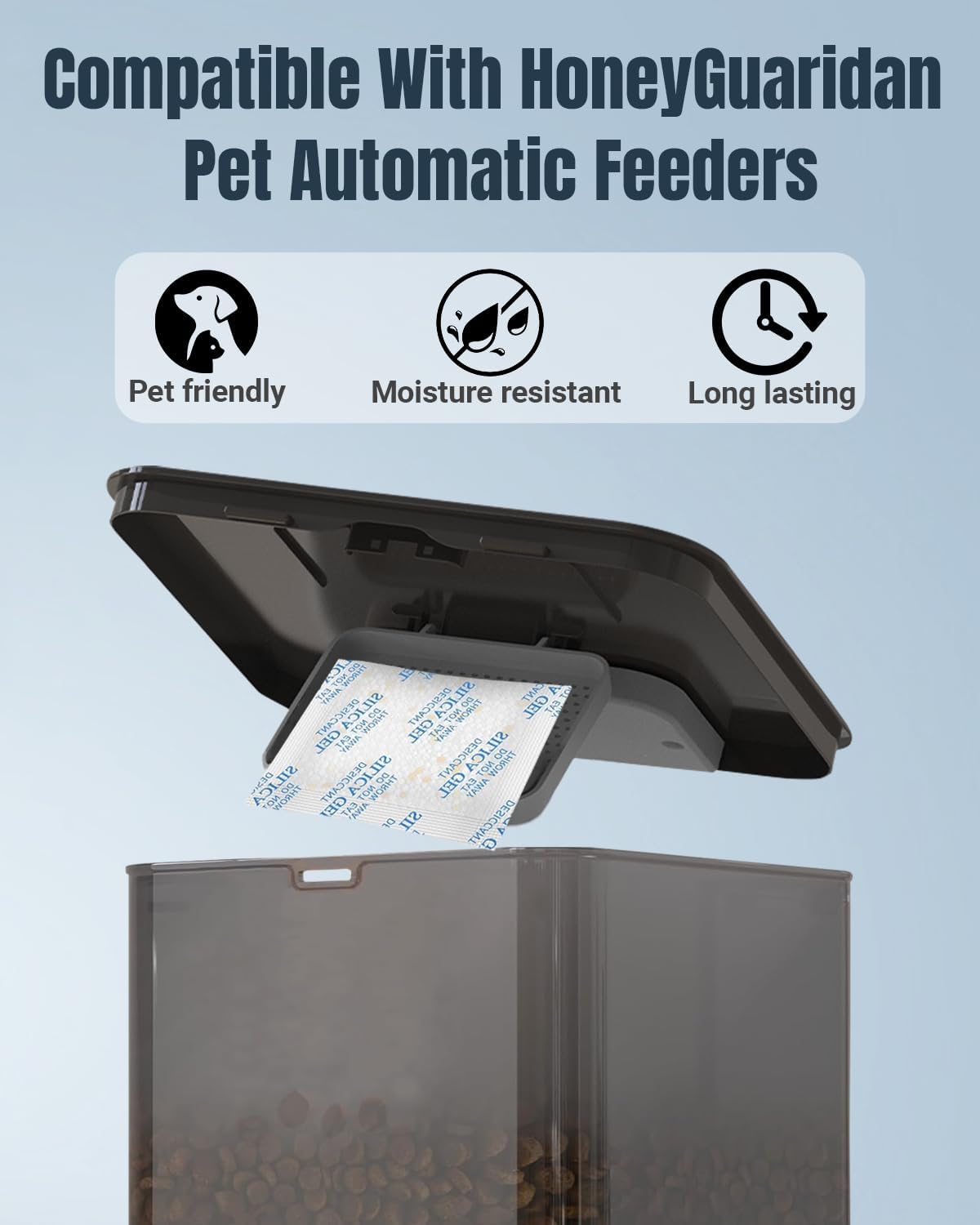 16pcs Pet Food Desiccant Bag Compatible with Honeyguaridan Automatic Cat Feeder, Desiccant Packs Replacement with Color Indicating for Automatic Pet Feeder, Keep Cat Dog Food Dry and Fresh