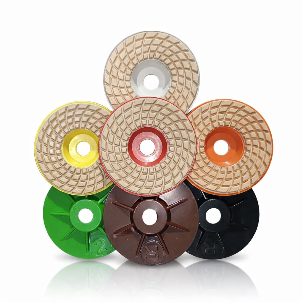 Pioneer Abbrasive Diamond Polishing Pads Pioneer Abbrasive PD Pad Set for Marble, Granite & Stone Polishing – 4" Inch (7 Pcs) – Angle Grinder PD Pads for Polishing and Grinding-image-35