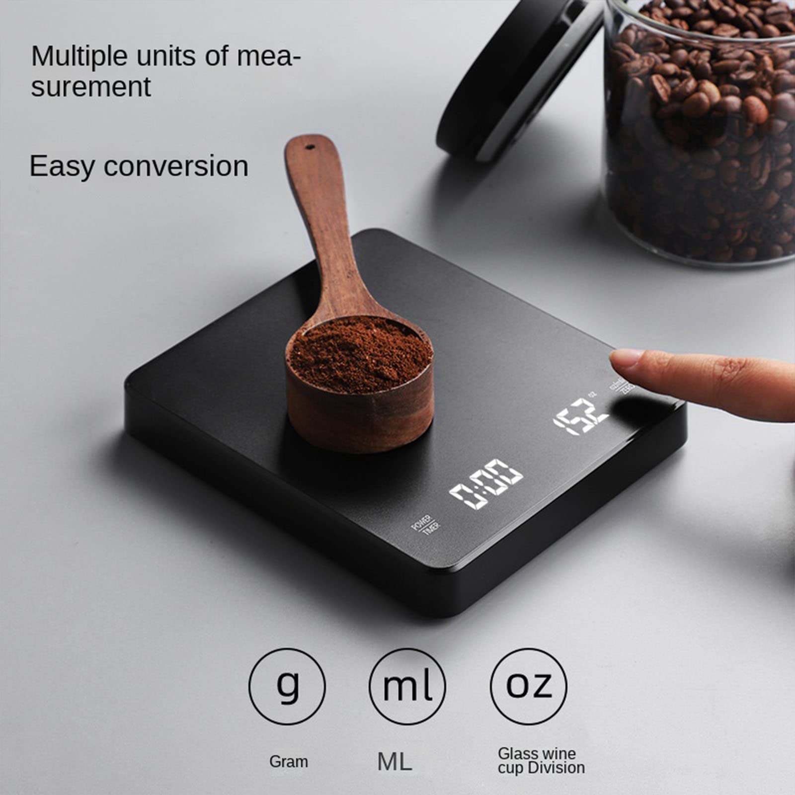 OBEST Mini Bilancia Digitale Per Caffè Con Timer – 3kg/0.1g, Ricaricabile USB, Display LED E Base Impermeabile