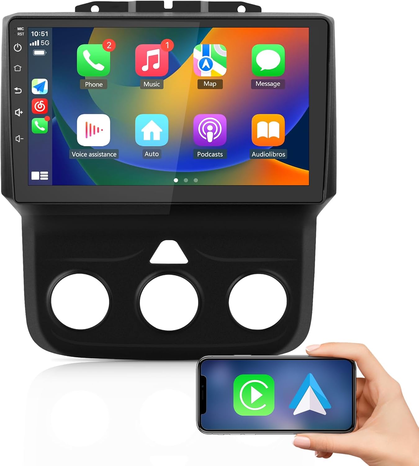 Car Radio Upgrade for Dodge Ram 1500 2500 3500 2013 2014 2015 2016 2017 2018,Android 13 2GB+32GB Head Unit for Ram,9“ Touch Screen CarPlay/Android Auto GPS WiFi,SWC,FM, AM(Only fit Manual AC)