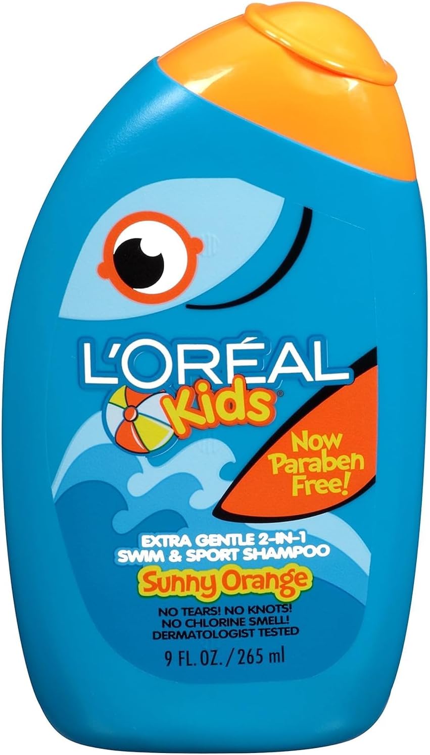 L'Oreal Paris Kids Extra Gentle 2-in-1 Shampoo, Sunny Orange Swim, Citrus, 9 Fl Oz
