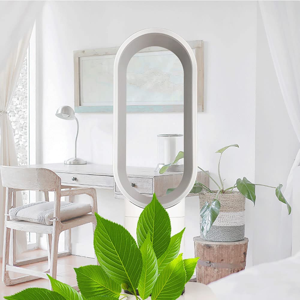 Ventilador sin aspas, enfriador de aire con iones negativos, ventilador de torre con control remoto, diseño súper silencioso sin hojas para el hogar, oficina, dormitorio