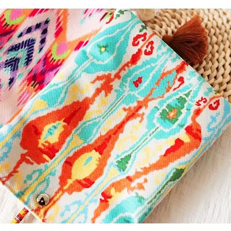 Boho Floral Canvas Crossbody Bag for Women Cute Tassel Small Cell Phone Shoulder Purse Bags Teen Girls Cross body Bag3