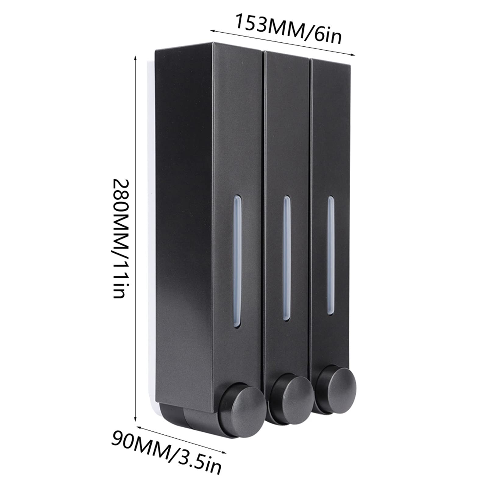 Distributeur de Savon Liquide Mural à Trois Têtes pour Salle de Bain D'hôtel, Type Presse, Matériau ABS, Blanc/Argent/Noir, 27,9 X 15,2 X 8,9 Cm, Convient pour Les Restaura (6028 Noir Trois